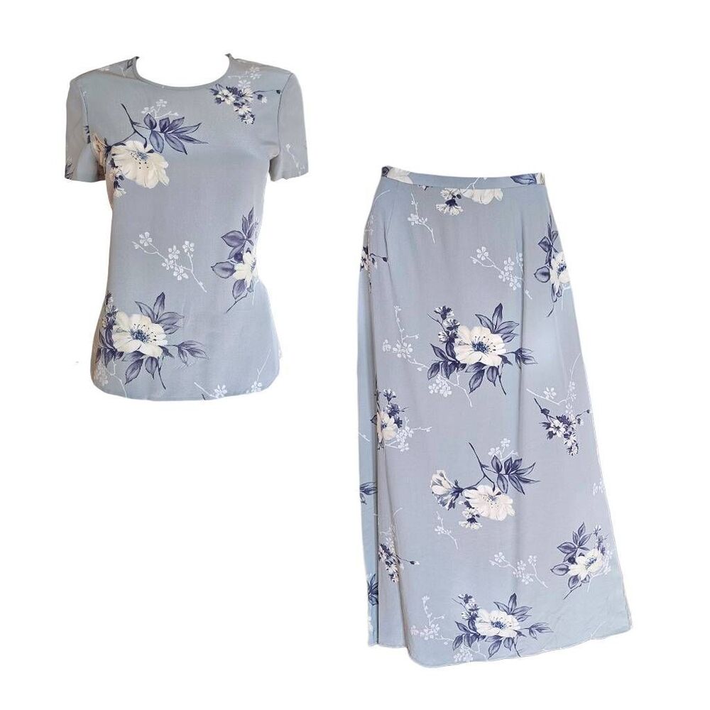 90s vintage silk two-piece skirt set